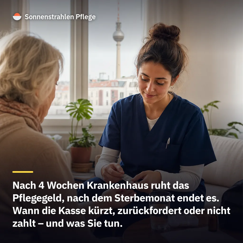 Nach 4 Wochen Krankenhaus ruht das Pflegegeld – wann die Kasse kürzt oder zurückfordert