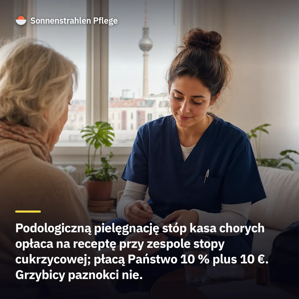 10 % plus 10 € za receptę – kasa chorych płaci za pielęgnację stóp przy cukrzycy, gdy występuje zespół stopy cukrzycowej