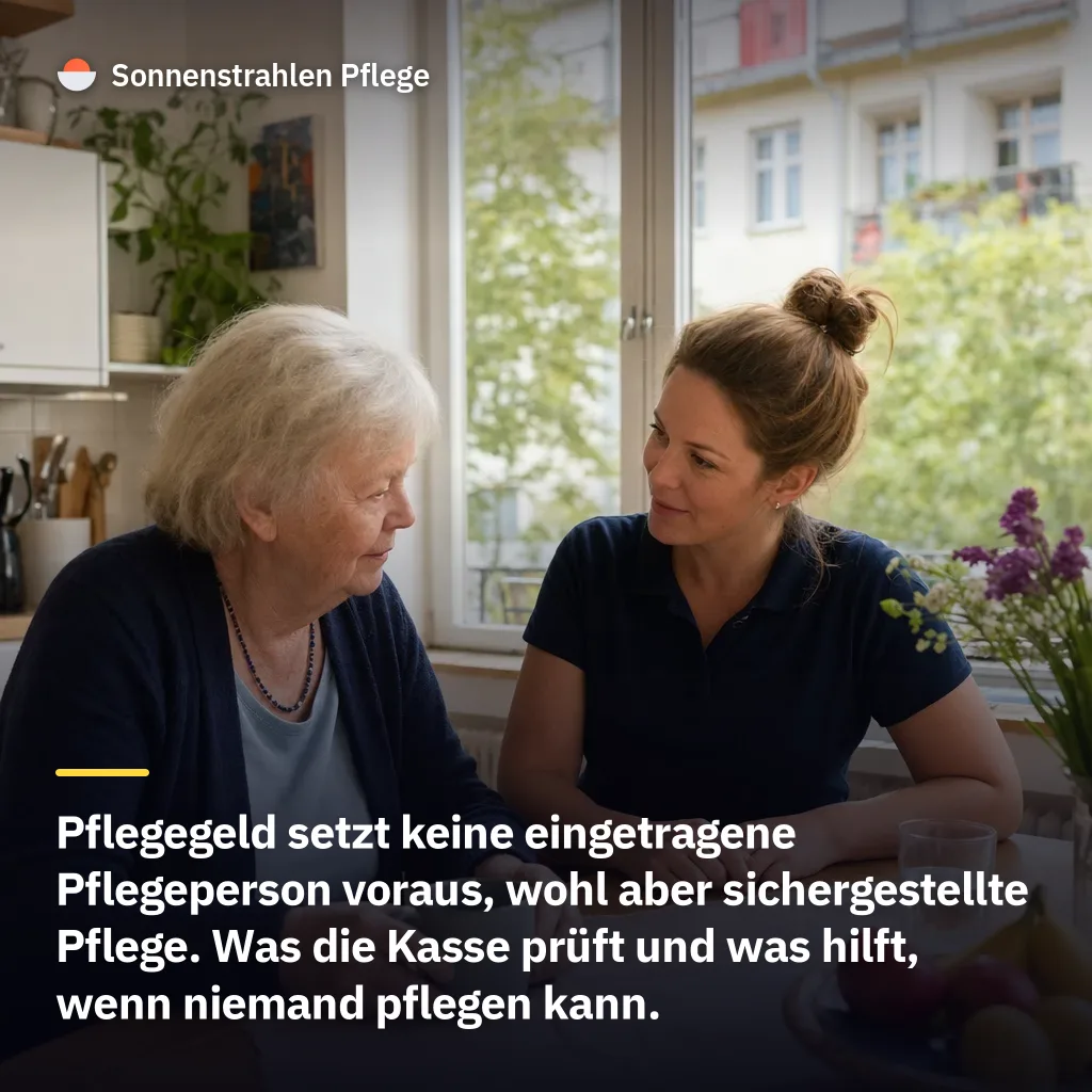 Pflegegeld gibt es ohne eingetragene Pflegeperson – nicht ohne sichergestellte Pflege