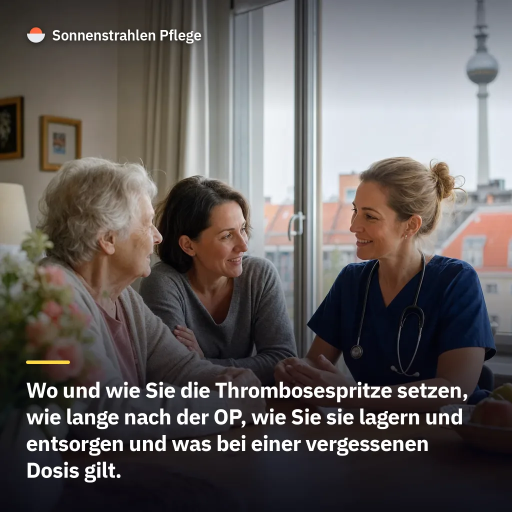 5 cm neben dem Nabel, bis zu 5 Wochen nach der Gelenk-OP – so setzen Sie die Thrombosespritze richtig