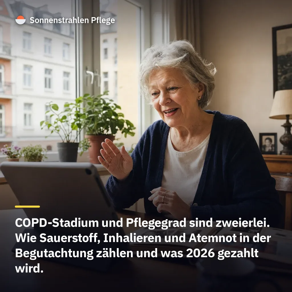 347 € bis 990 € Pflegegeld im Monat – welcher Pflegegrad bei COPD möglich ist und wie die Punkte zählen