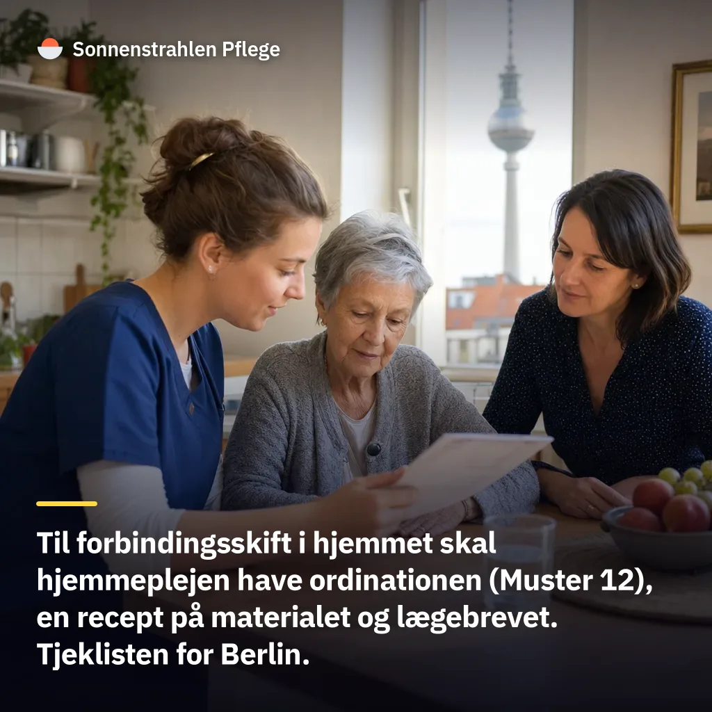 Inden for 4 arbejdsdage skal ordinationen til kassen – papirer til forbindingsskift i hjemmet