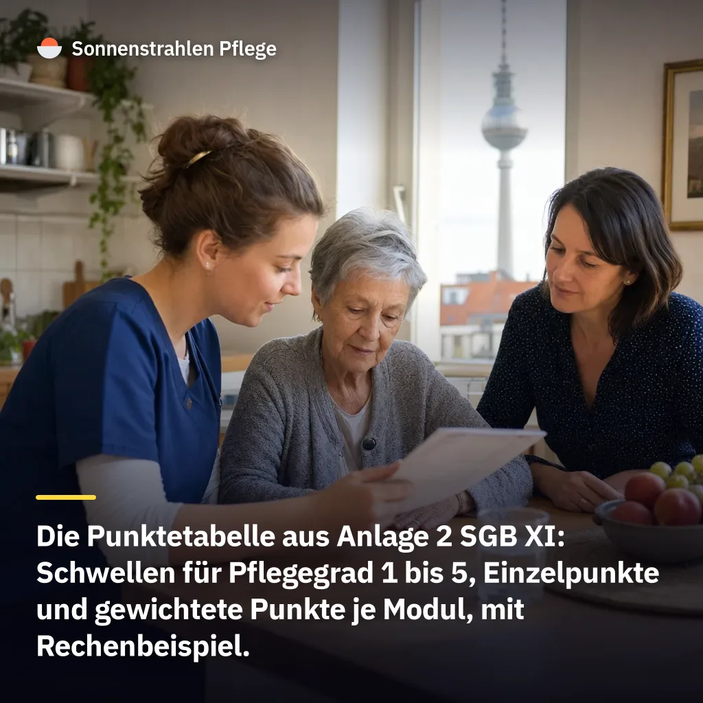 12,5, 27, 47,5, 70 und 90 Punkte – die Punktetabelle für alle 5 Pflegegrade und 6 Module