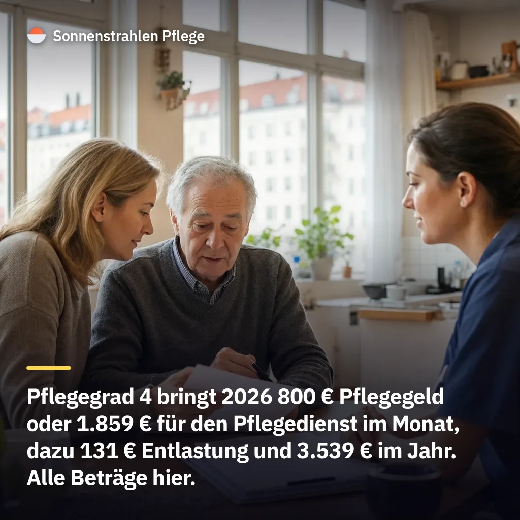 800 € im Monat und 3.539 € im Jahr – das zahlt die Kasse bei Pflegegrad 4