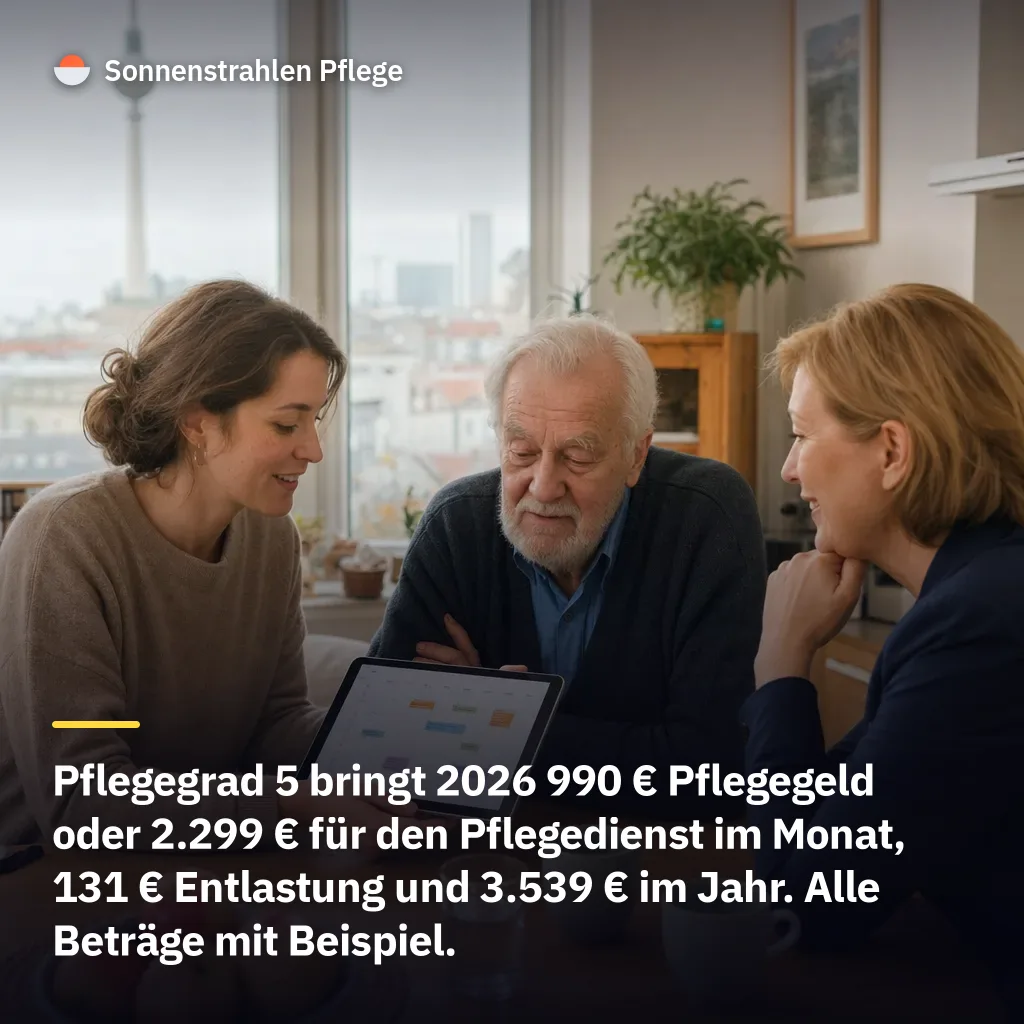 Bis zu 16.991 € im Jahr – so viel Geld gibt es 2026 bei Pflegegrad 5