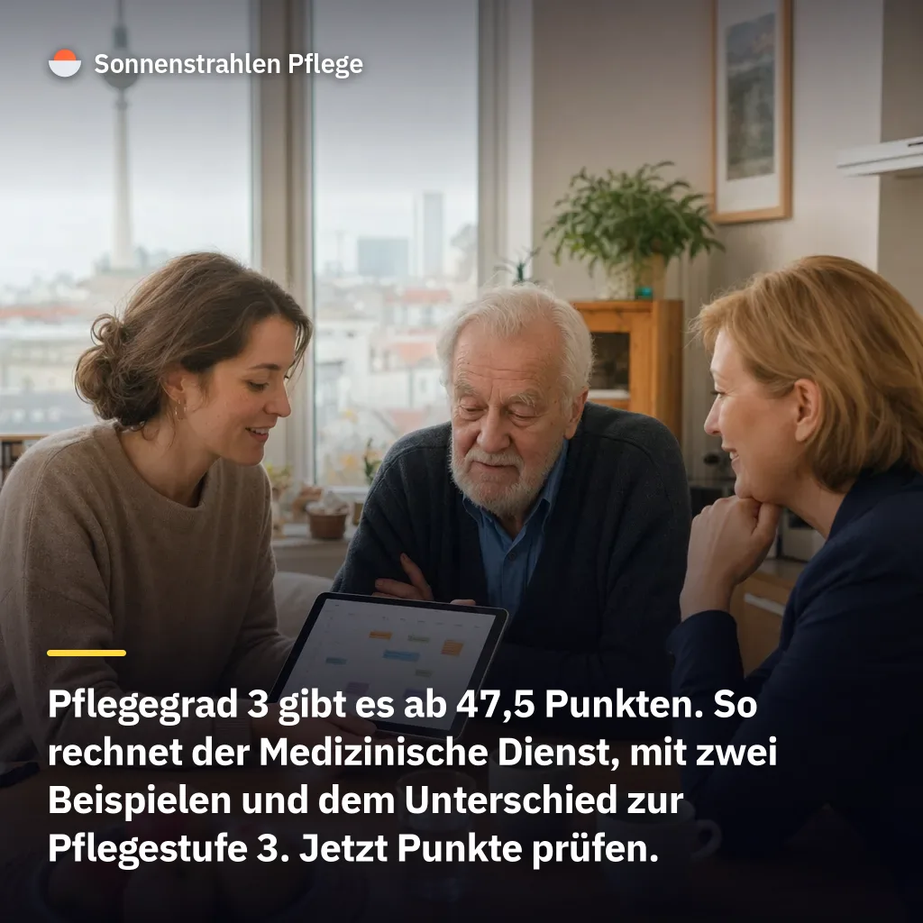 Ab 47,5 Punkten gibt es Pflegegrad 3 – zwei Rechenbeispiele zeigen, wann es reicht